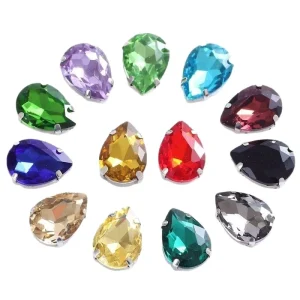 Drop Shape Glass Crystal Loose Rhinestones Gems Strass Gold Claw Rhinestones For DIY Jewelry Garment Accessories