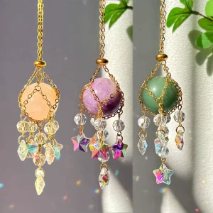Drop-shipping Handcrafted Modern Minimalist Natural Stone Star Crystal Garden Decoration Pendant