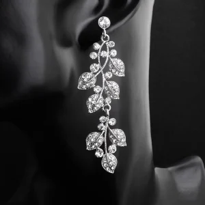 Dropping High Quality Gold and Silver Plated Long Leaves Fashion Drop Earrings Trend for Women