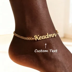 Dropshipping PVD Custom Name Anti Tarnish Anklet Stainless Steel with Thick Cuban CE Certificate Personalize Beach Jewelry