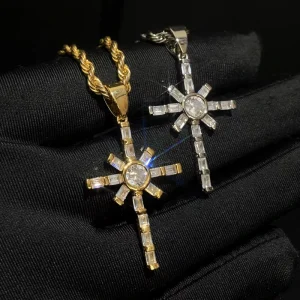 Dropshipping Ready Asterisk Pendant Necklace Zircon Paved Mens Jewelry