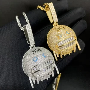 Dropshipping Ready Smiley Pendant Necklace Zircon Paved Fashion Jewelry