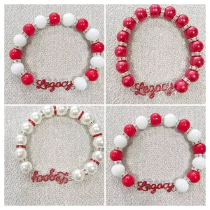 Dst Greek Letters Sorority Bracelets Sigma Gamma Rho Legacy Soror Red and White Beads Bracelet