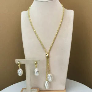 Dubai Costume Jewelry Fine Jewelry Sets for Women Necklace with Earrings FHK10414