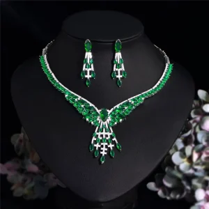 Dubai Gold Costume Jewelry Sets Zirconia Earring Necklace Jewelry Set for Woman Girls