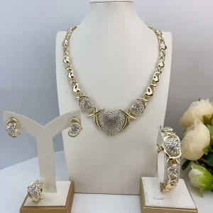 Dubai Gold Jewelry Set Italian Gold Wedding Jewelry Sets Luxury Woman Party Big Jewellery Necklace Set FHK22999