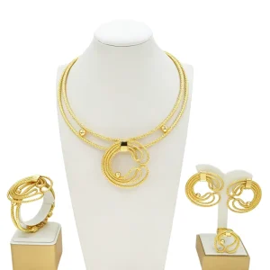 Dubai Gold Necklace Jewelry Set for Wedding Party African Women Accessories
