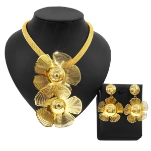 Dubai Gold Plated Jewelry Sets Italian Elegant Ladies Necklace Sets Brazil Fashion Costume Jewelry Set MH2100730