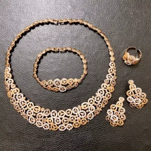 Dubai Gold Style Jewellery Fashion Exagged Africa Party Rhinestones Women Costume Accessories