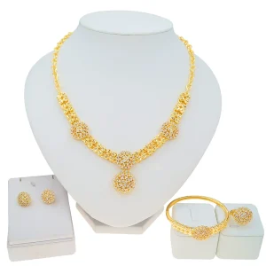 Dubai Jewelry Earrings Gold Plated Necklace Set for Women