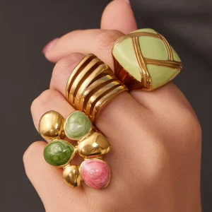 Dubai Jewelry Fashion Ring for Women Three Tones Rings