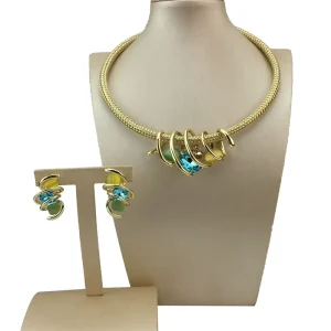 Dubai Jewelry Set Rhinestones Gold Plated Jewelry Set for Women FHK19091