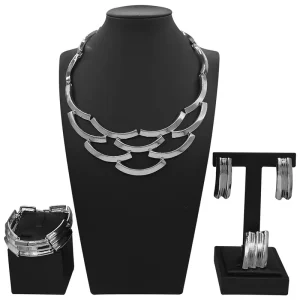 Dubai Luxury Gold Plated Jewelry Set for Women 4Pcs Twisted Chain African Bridal Wedding Party Jewelry Gifts I00023