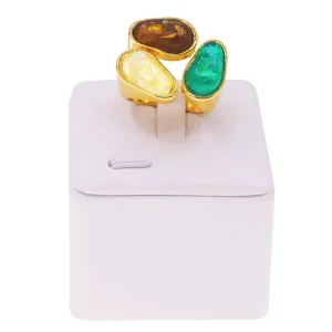 Dubai Ring 24K Gold Plated Lines Zirconia Ring Women Jewelry Party Rings