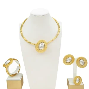 Dubai Style Necklace Simple Fashion Jewelry Set for Wedding Party Women Accessories