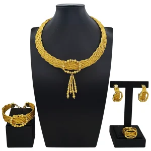 Dubai style Gold plated Necklace and Earring Set a Fashionable Woven Jewelry Set Suitable for Any Occasion