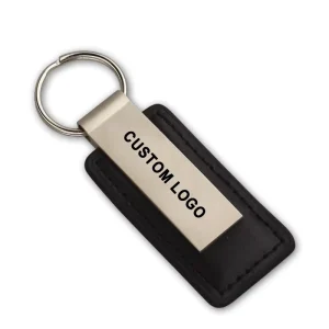 Durable Genuine Leather Eco Friendly Square Shape Keychain with Custom UV Printed Logo for Car Key Storage and Fashion Charm