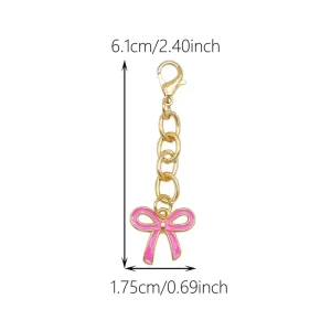 Durable & Stylish Cute Design Chains Enamel Cute Pink Bow Fashion Pendants Charms Bag Charm