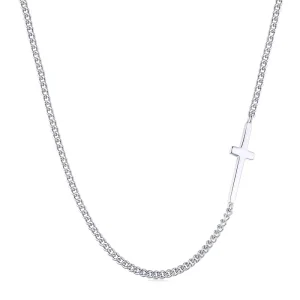Dylam Fine Fashion Jewelry Simple Design Women Sterling Silver Link Cross Clavicular Chain Necklace