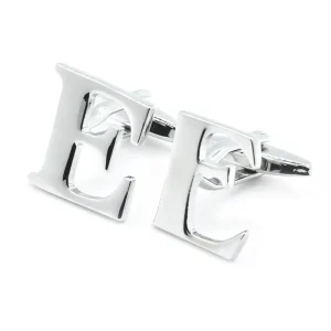 E Initial Alphabet Cufflinks Custom Formal Fashion Accessory Trendy Tie Clip Jewelry Wedding Tuxedos Brass Gift
