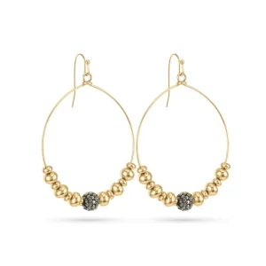 EDGE Custom Gold Plated Earrings with Black Bead Elegant Design Fashion Jewelry OEM ODM Earrings for Women
