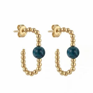 EDGE Custom Gold Plated Stud Earrings with Blue Bead Elegant Design Fashion Jewelry OEM ODM Earrings for Women