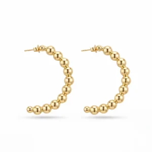EDGE Custom Gold Plated Stud Earrings with Round Beads Elegant Design Fashion Jewelry OEM ODM Earrings for Women