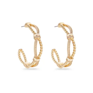 EDGE Fashion Twisted Rope Stud Earrings Crystal Accent Layered Design Statement Earrings for Women