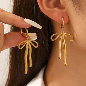 EH018 Fashion 316L Stainless Steel Jewelry 18K Gold Plated Heart Flower Sun Earrings Waterproof Non Tarnish