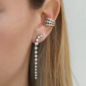 EP2758 Luxury Gold Plated Three Layers Crystal Wedding Bridal Earrings, Fashion Zircon Hoop Earrings for Women