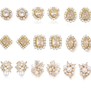 EP5545 Horse Eye Shape Cubic Zircon Pearl Earrings Custom Women Wedding Stud Earrings