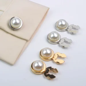 ERKOUMI Fashionable Metal Round Cufflinks Collar Rhinestone Decorative Button for Formal Shirts Suits Dresses Blouses