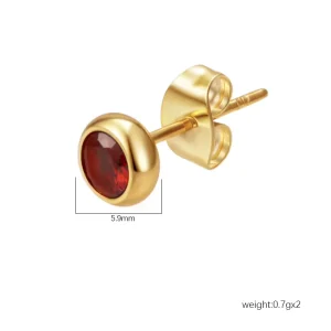 ES379 18K Gold Plated Multicolor Crystal Stud Earrings Set Stainless Steel Round Cubic Zirconia & Pearl Jewelry for Women