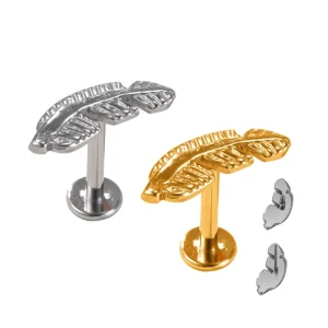 Earring ASTM F136 G23 Titanium Leaf Top Threaded Labret Studs Flat Back Stud Lip Piercing Body Jewelry for Women