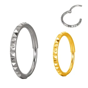 Earring ASTM F136 Titanium 16G Pyramid Cut Studs Hinged Segment Rings Nose Rings Clicker Body Piercing Jewelry