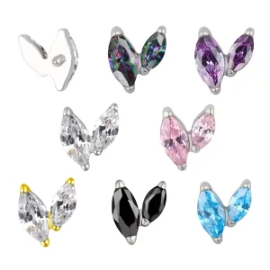 Earring Body Jewelry ASTM F136 2 CNC Set Marquise CZ Internally Threaded Top Helix Ear Studs Nose Rings Labret Jewelry