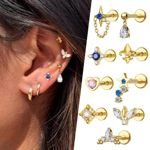 Earring Nose Ring Jewelry ASTM F136 Titanium Internally Threaded Top Lip Rings Piercings Ring Body Jewelry Women