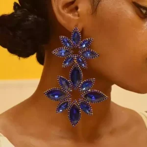 Earring Novelty Design Shiny Rhinestone Flowers Dangle Earrings for Women Fashion Punk Africa Big Statement Earrings