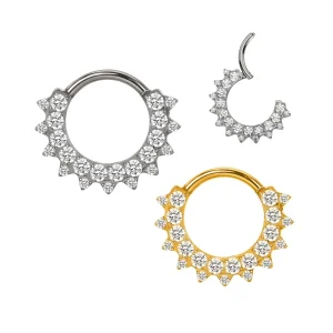 Earring Piercing Body Jewelry Hinged Segment Hoop Ring ASTM F136 Titanium Forward Facing Pave CZ Nose Rings Jewelry
