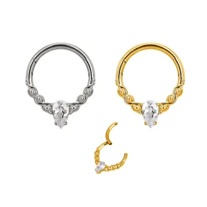 Earring Piercing Body Jewelry Hoop Polished Gold Nose Rings ASTM F136 Titanium CNC Set Pear CZ Hinged Segment Hoop Ring
