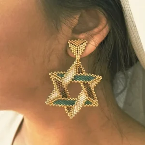 Earrings Bohemian Ethnic-style Miyuki Imported Beads Hand-woven Pattern and Hexagon Star for Women Fashion Stud Earrings