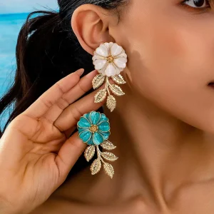 Earrings Fashion Design Leaves Flowers French Earrings