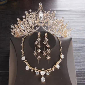 Earrings Necklace Bridal Jewelry Set Costume Party Birthday Prom Pageant Jewelry Wedding Crown Tiara for Bride