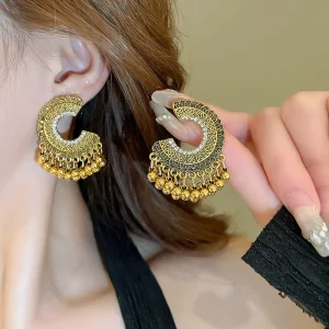 Earrings Round Earrings Rose Petals Long Large Earrings Korean Style N240341
