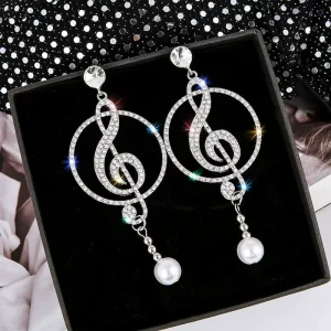 Earrings Sparkling Diamonds Personalized Musical Notes Earrings N26518