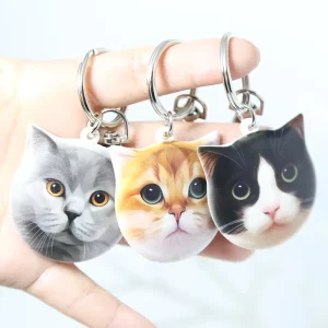 Eco-Friendly Custom Logo UV Print PVC Anime Pet Keychain Soft Rubber 3D Effect Double-Sided OEM Die Cut Promotional Gift