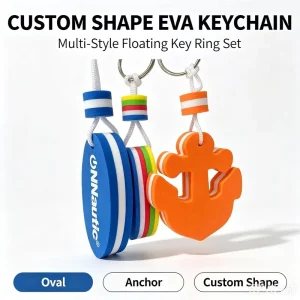 Eco-Friendly Eva Foam Floatable Keychain with Stainless Steel Key Holder and Custom Logo