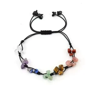 Eco Friendly Handmade Beach Bracelet Gift 12 Colors Chips Charm Adjustable Irregular Natural Stone Color Crystal Beaded Bracelet