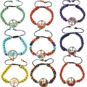 Eco Friendly Handmade Woven Unisex Bracelet Gift 10 Colors Shell Charm Natural Stone Color Crystal Agate Beaded Bracelets