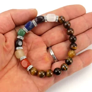 Eco Friendly Natural Stone Beaded Bracelet Men Gift 18 Colors Handmade Tiger Eye Color Crystal Agate Geometric Bracelet